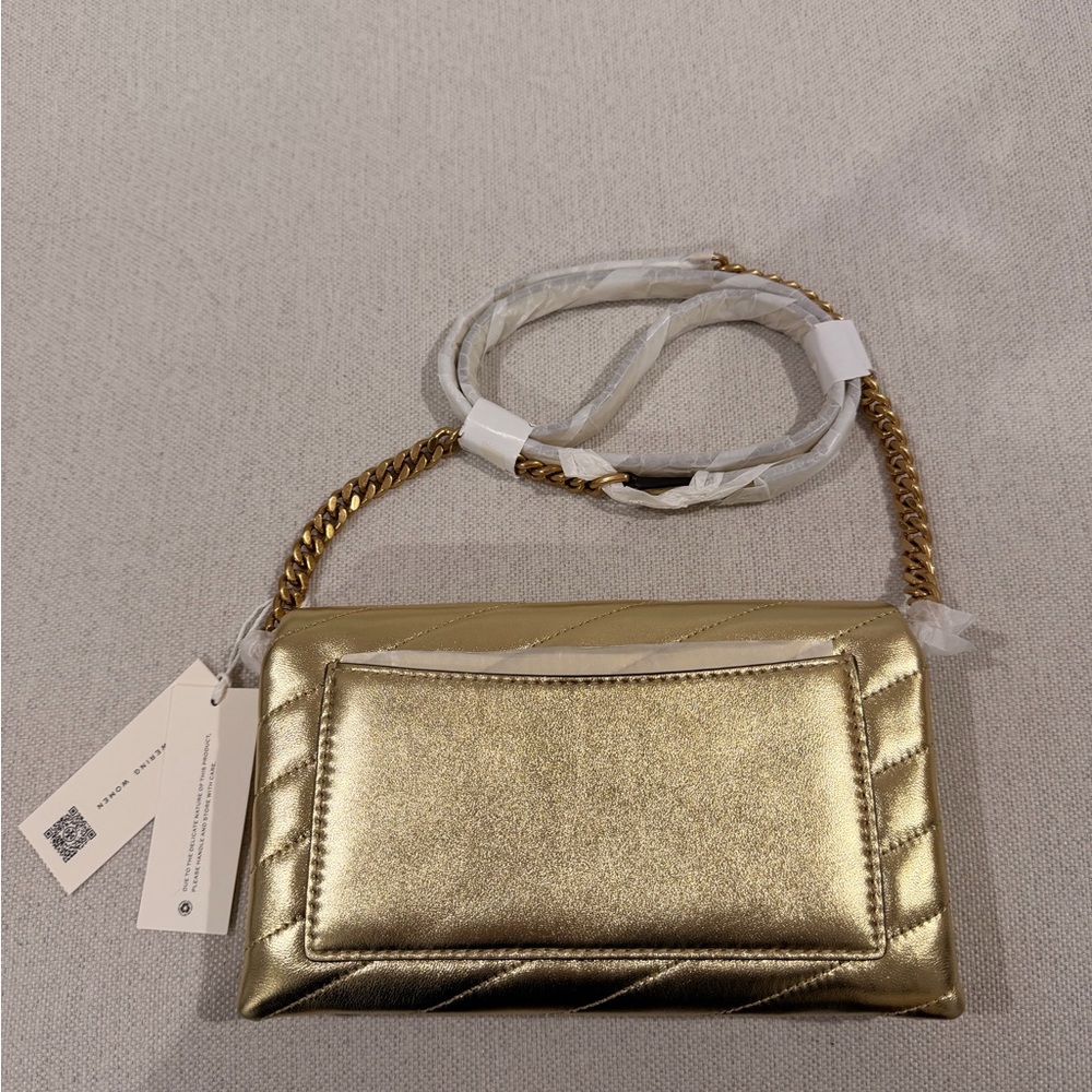 NEW AUTHENTIC Tory Burch Gold Quilted Crossbody Bag - Picture 5 of 12